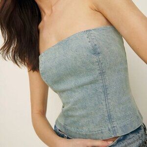 Reformation Colleena Strapless Denim Top Size 4